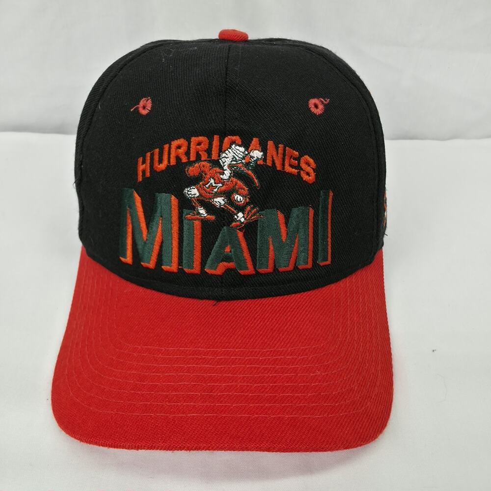 Miami Hurricanes 90s Snapback Hat Cardinal Cap Sebastian NCAA College Streetwear